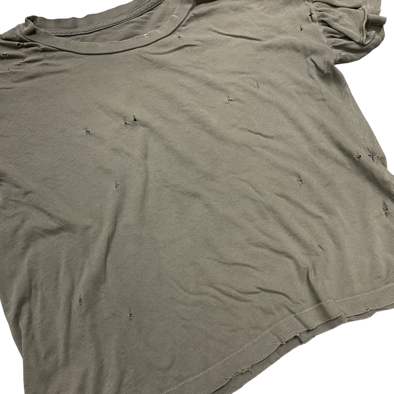 Current Elliott T Shirt The Ruffle Roadie Tee Dusty Olive Destroy Size 1 Cotton