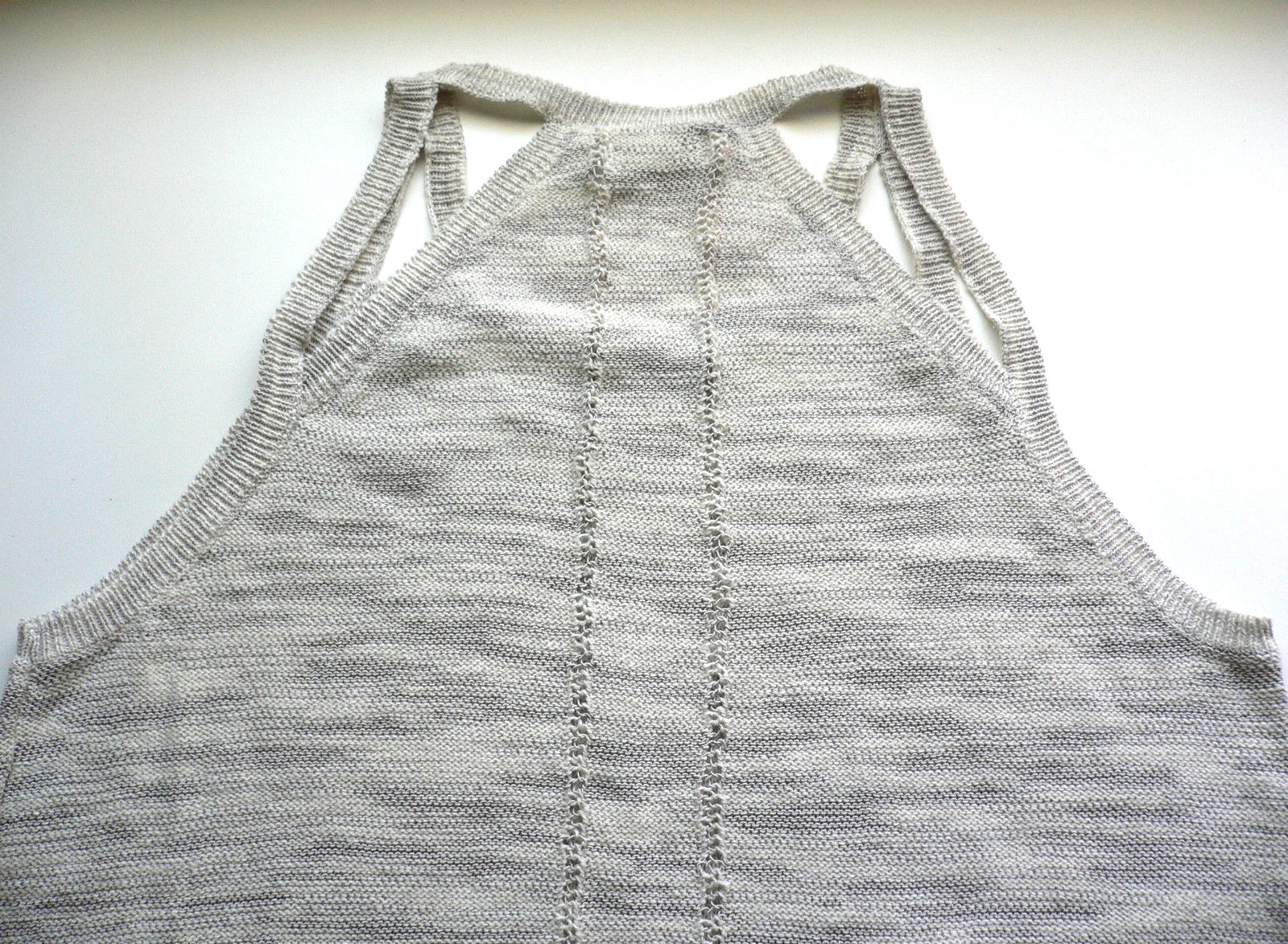 LUCKY BRAND Women’s Strappy Sweater Tank Size L Beige/Light Grey Heather NWT