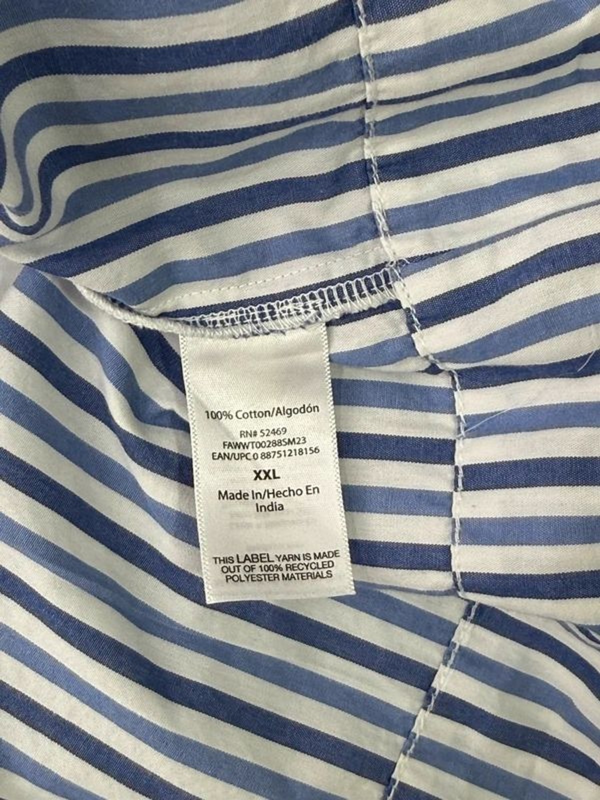 Free Assembly Blue White Stripe Open Back Peplum Tank Top 100% Cotton XXL