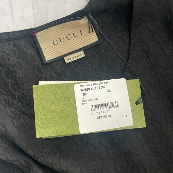 $1,450 New Authentic Gucci G Silk crepe Satin Sleeveless Top XL Extra large sale