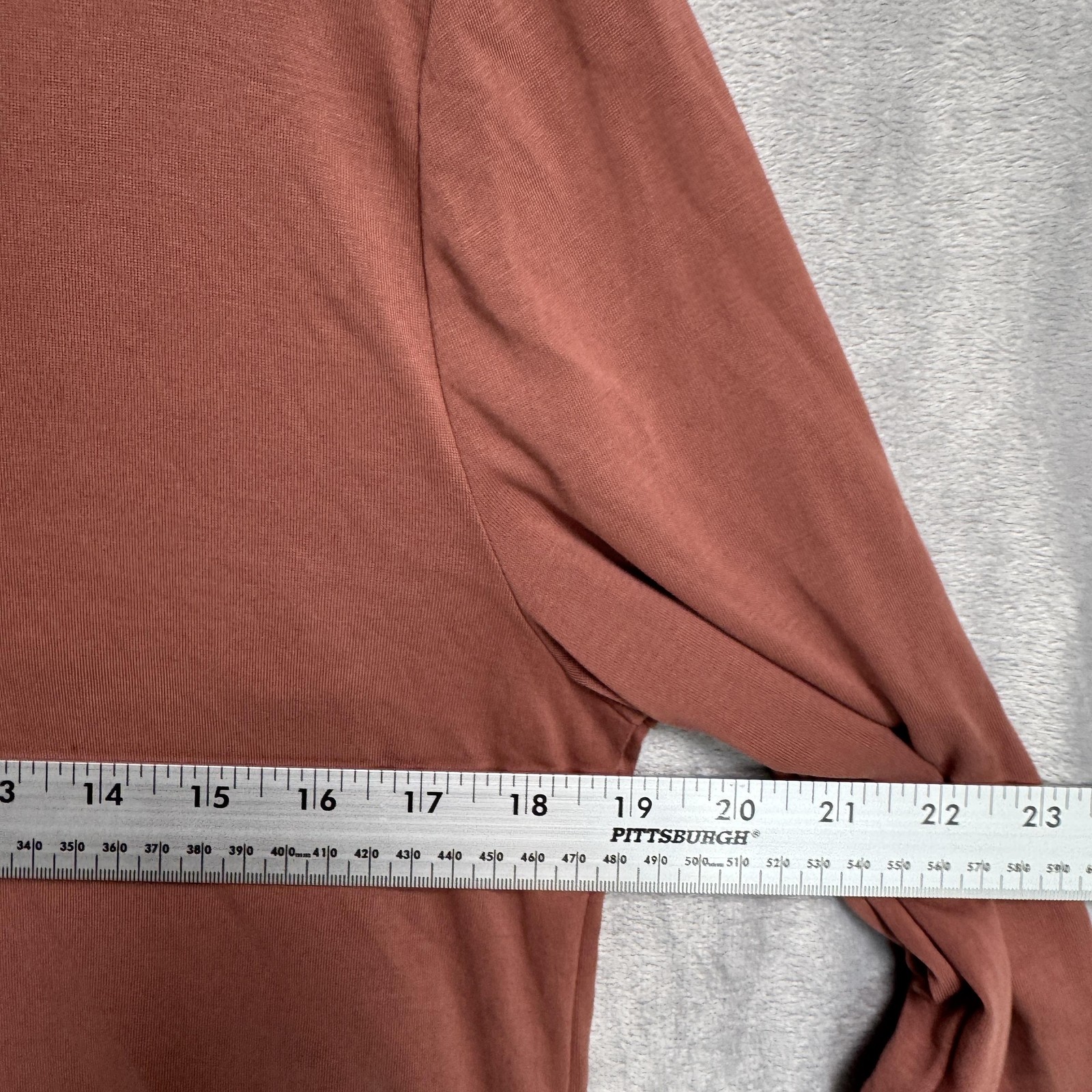 A New Day Shirt Womens Medium Brown Split Neck Long Sleeve Modal Blend Blouse
