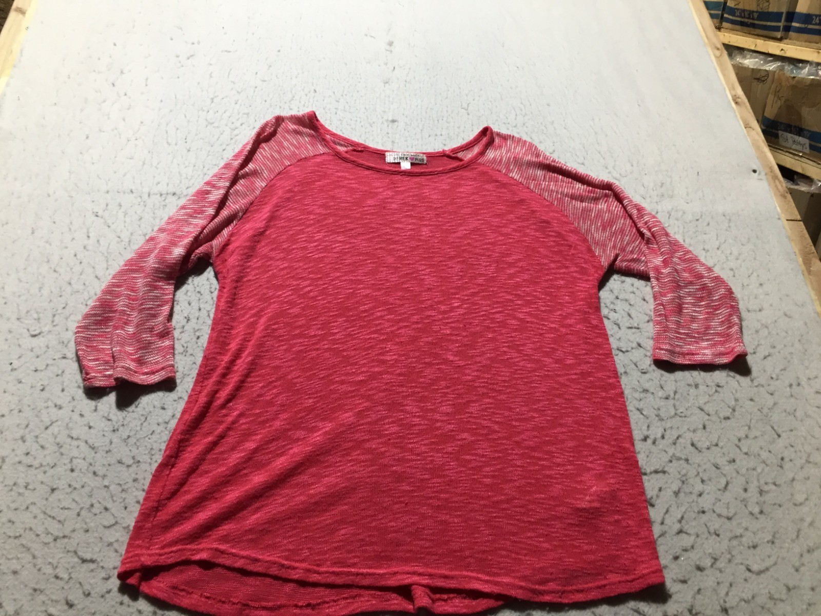 Derek Heart Plus Blouse Size 1X Two Tone Pink 3/4 Sleeve Knit Light