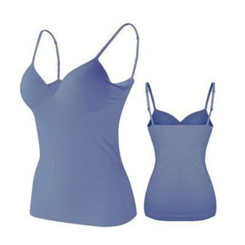 Women’s Tank Tops Strap Camisole With Built in Padded Bra Vest Cami Acces