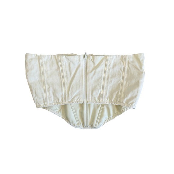 House of CB Cream Ruched Corset Bustier Top Cotton Blend Women’s Medium
