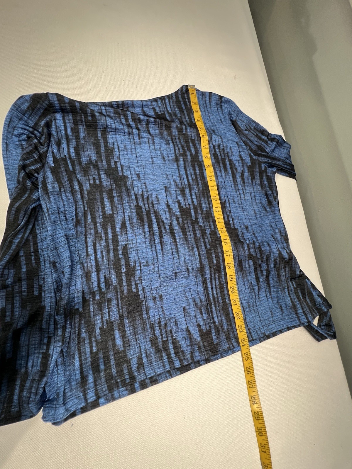 Clara Sun Woo Water Ripple Crinkle Pleat Blouson Overlay Top Sz L Side Tie Blue
