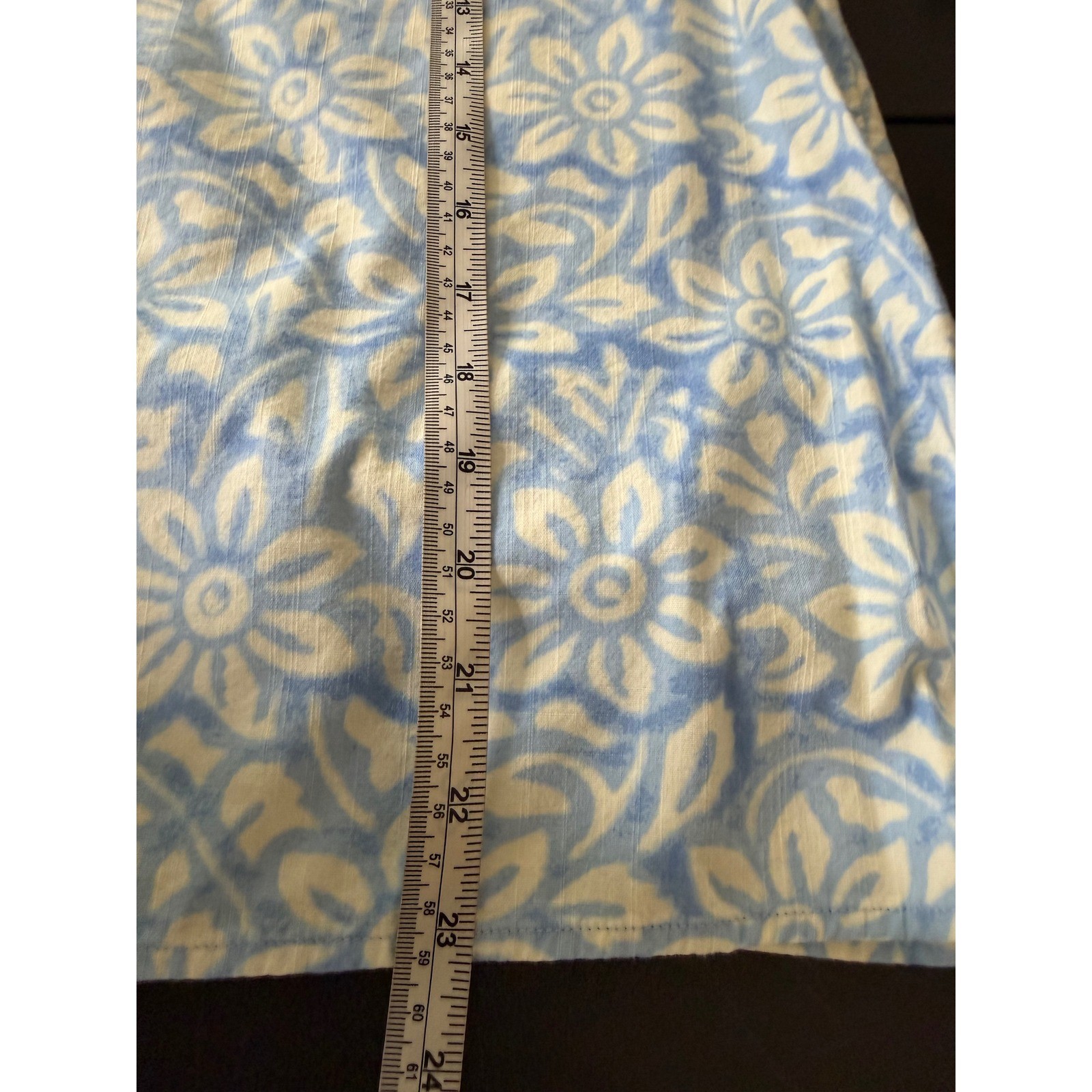 Johnnie-O Women Small Alana Woven Popover Blouse Blue Floral Long Sleeve Top S