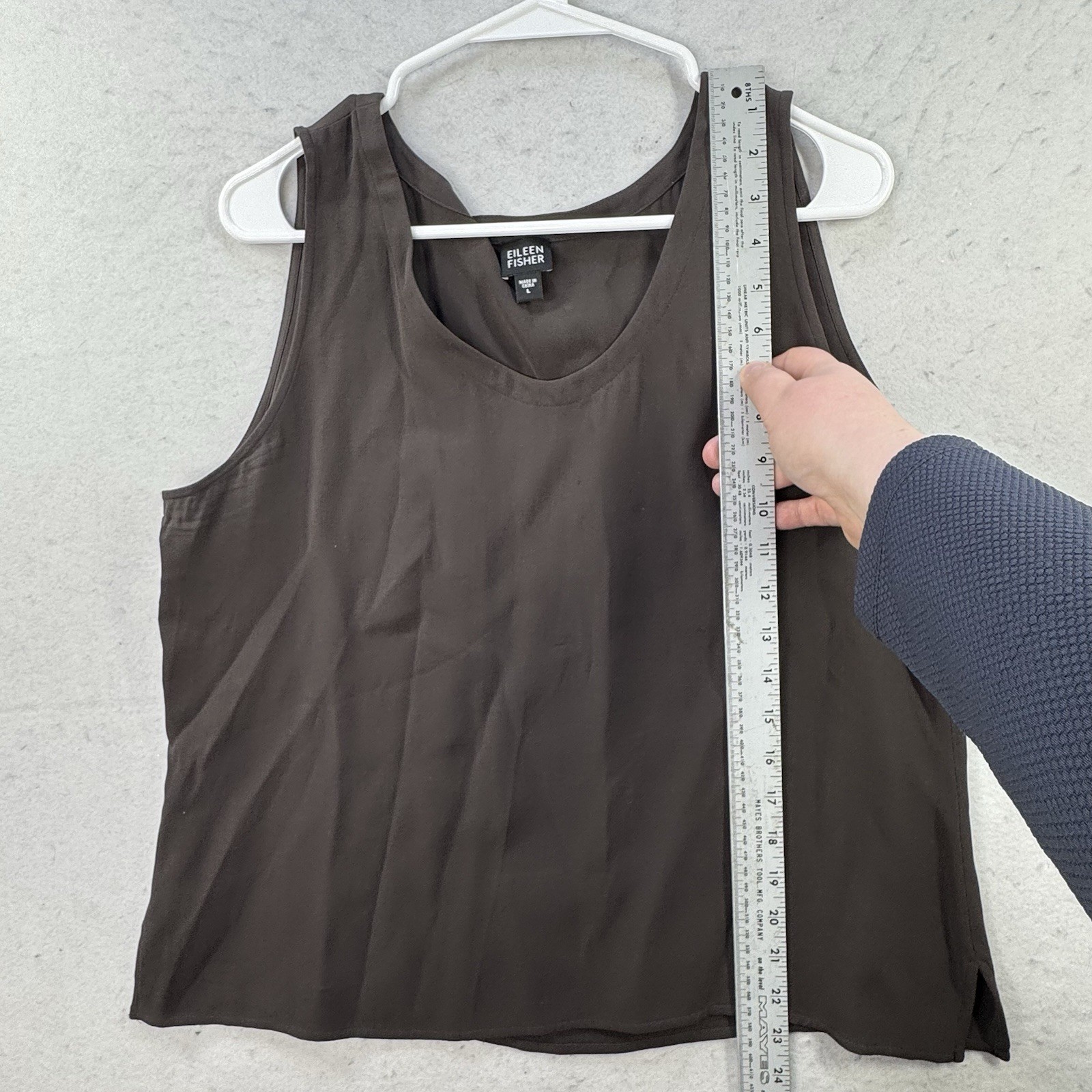 Eileen Fisher Silk Blend Scoop Neck Tank Top Women’s Large Brown Casual Basic