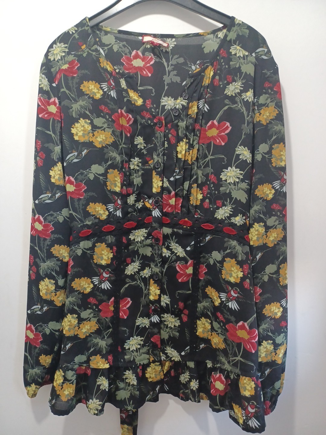 Joe Browns Black Floral Blouse Size 12
