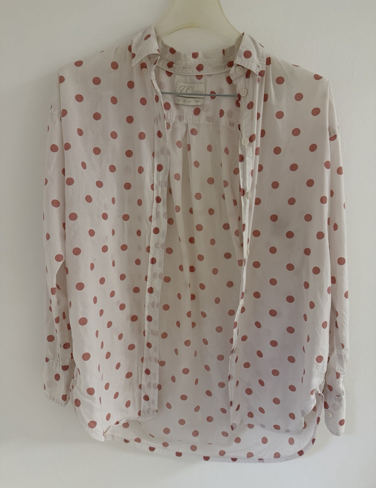 Women’s S J. Crew Pink Polka Dot 100% Cotton Button-Up Shirt