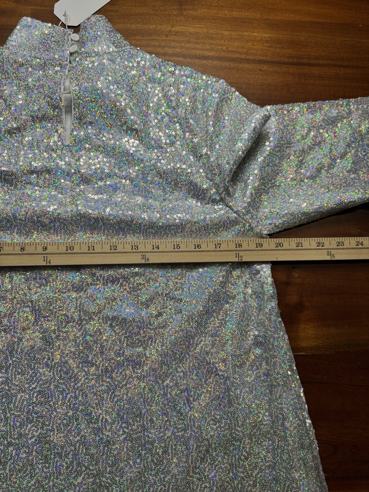 Made With Love Womens Silver Sparkle Sequins Hi-low Tunic Blouse Sz S – NEW