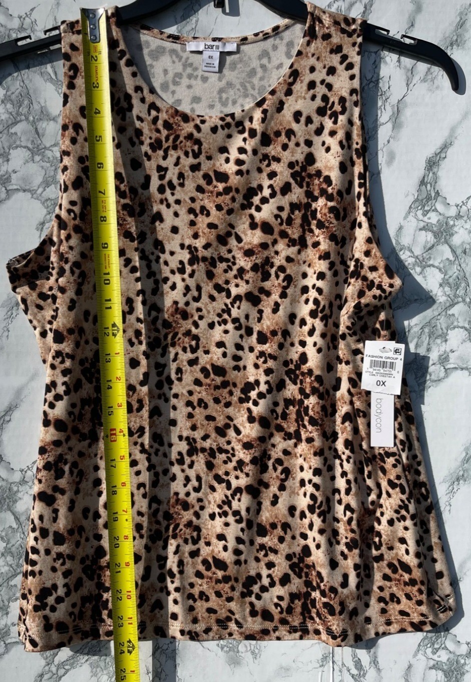Bar III Cheetah Print Sleeveless Top 0X self lined front body only