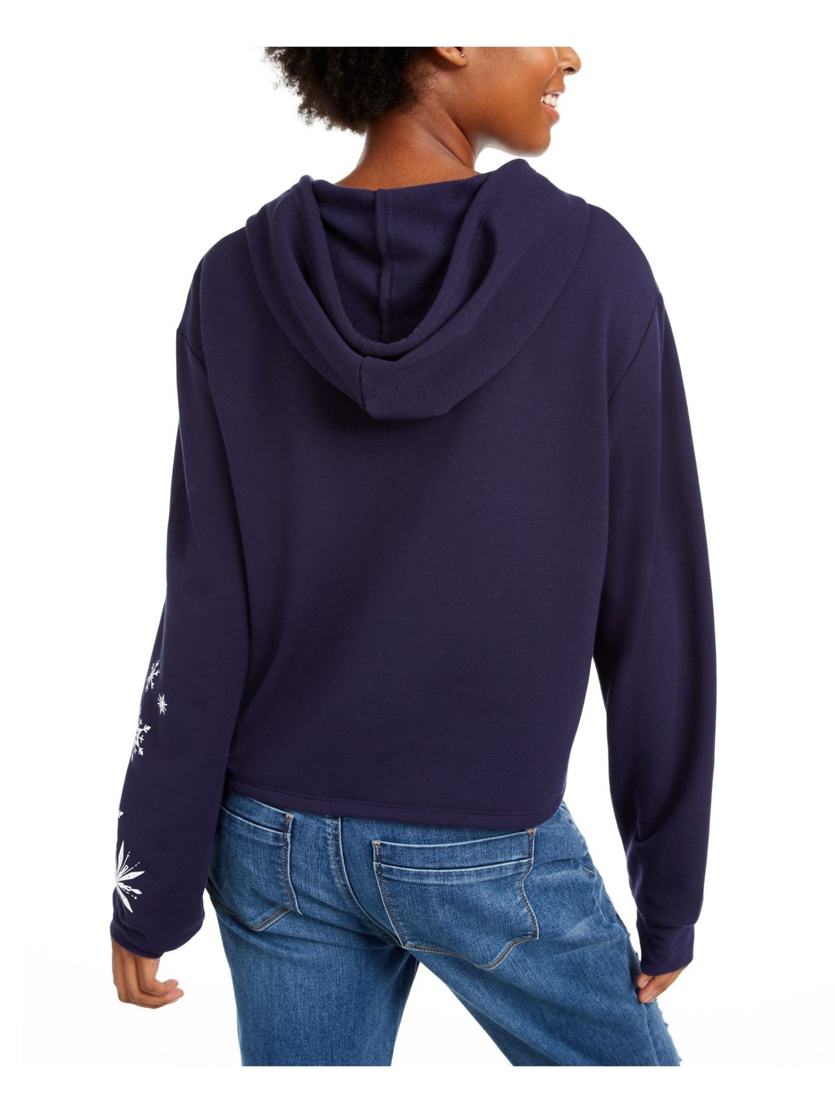HYBRID APPAREL Womens Top Hoodie Navy Cotton Blend Long Sleeve Juniors S