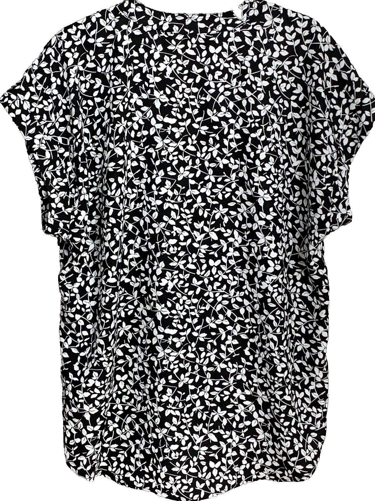 Cynthia Steffe Womens L Black White Floral Chiffon V-Neck Short Sleeve Blouse
