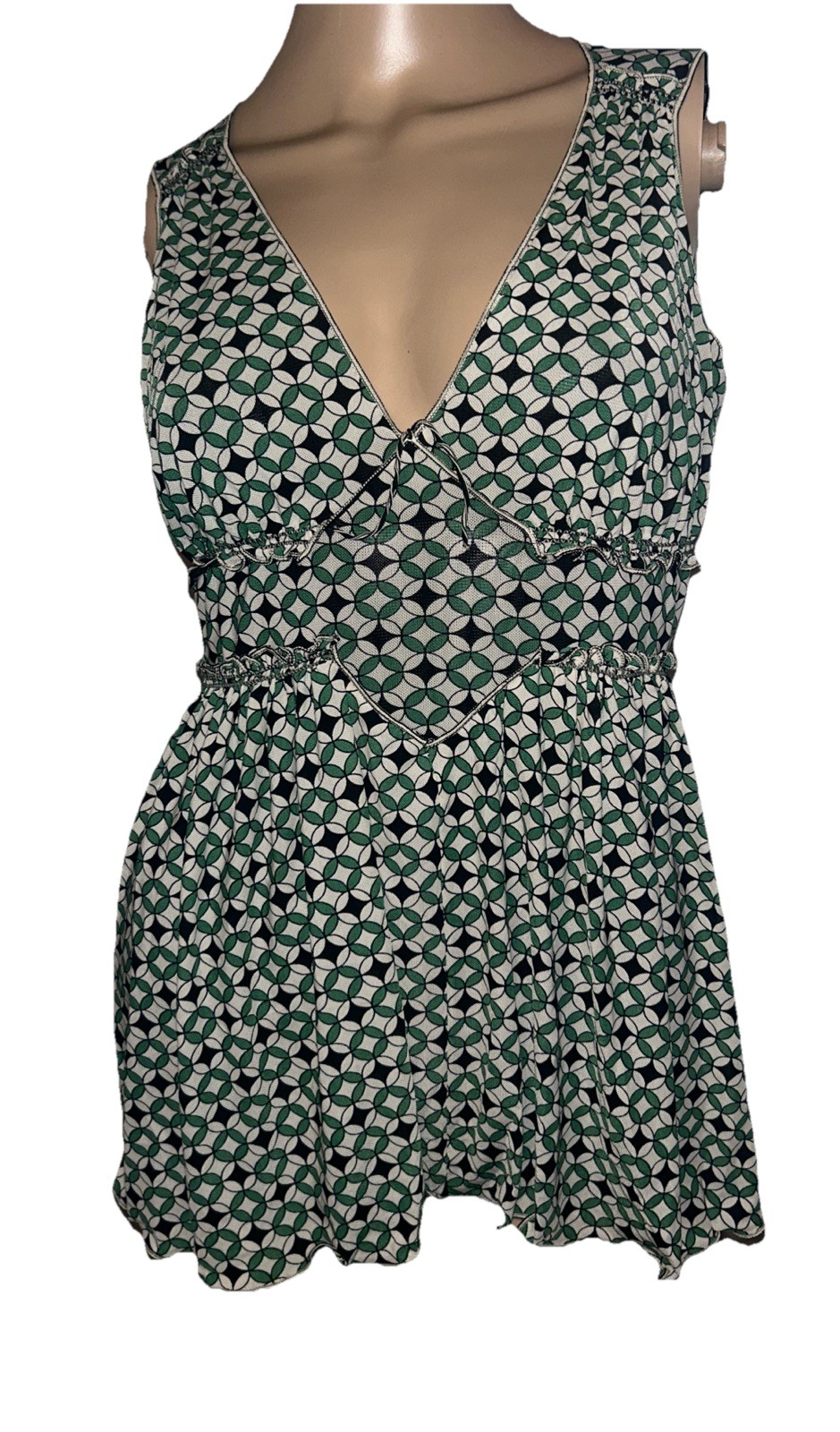 Max Studio Petite Geometric Circle Pattern Empire Waist Dress Size SP NWT