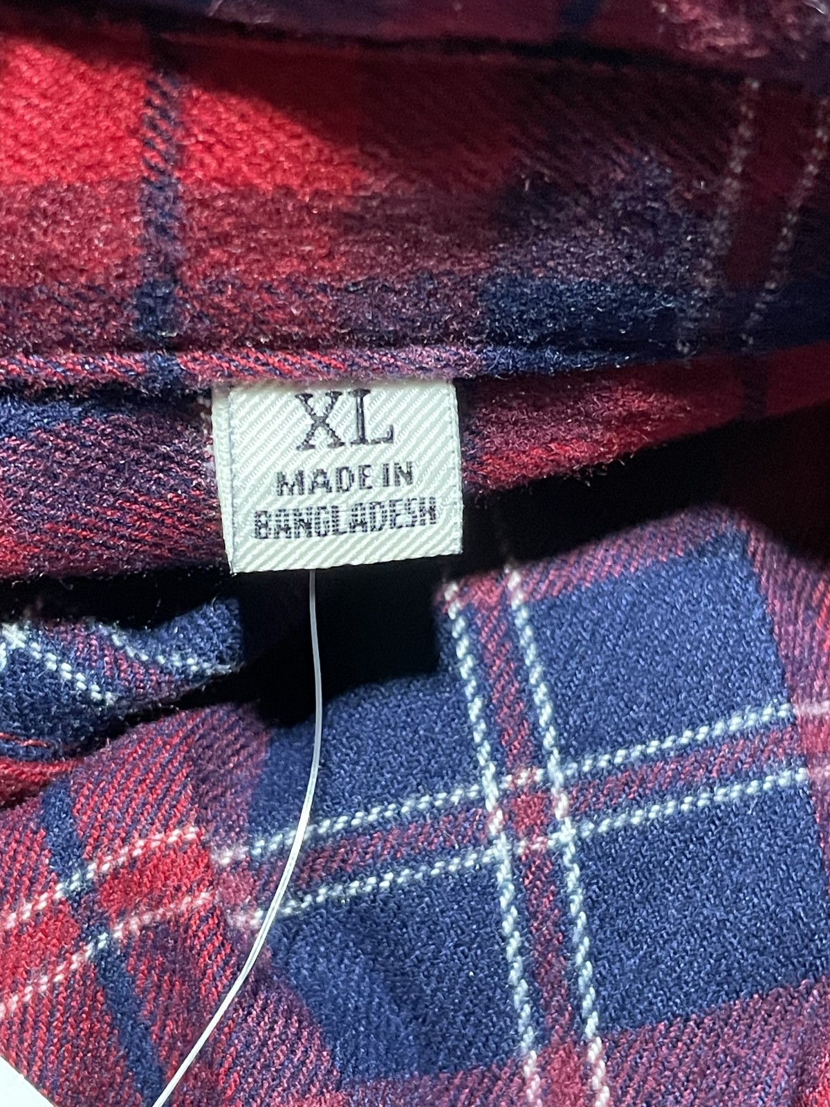 JACHS Girlfriend Women’s Red Navy Plaid Button Down Flannel Shirt Top XL New