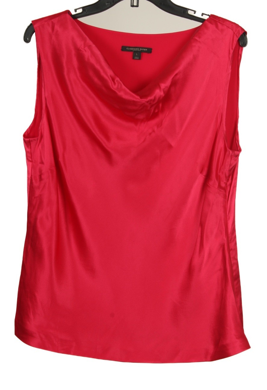 Classiques Entier Blouse Women’s Large Pink Sleeveless 100% Silk Lined