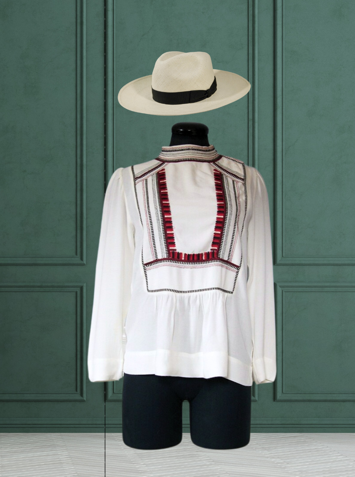 Isabel Marant Etoile Cerza Blouse: Ivory Embroidered Top, Size 34