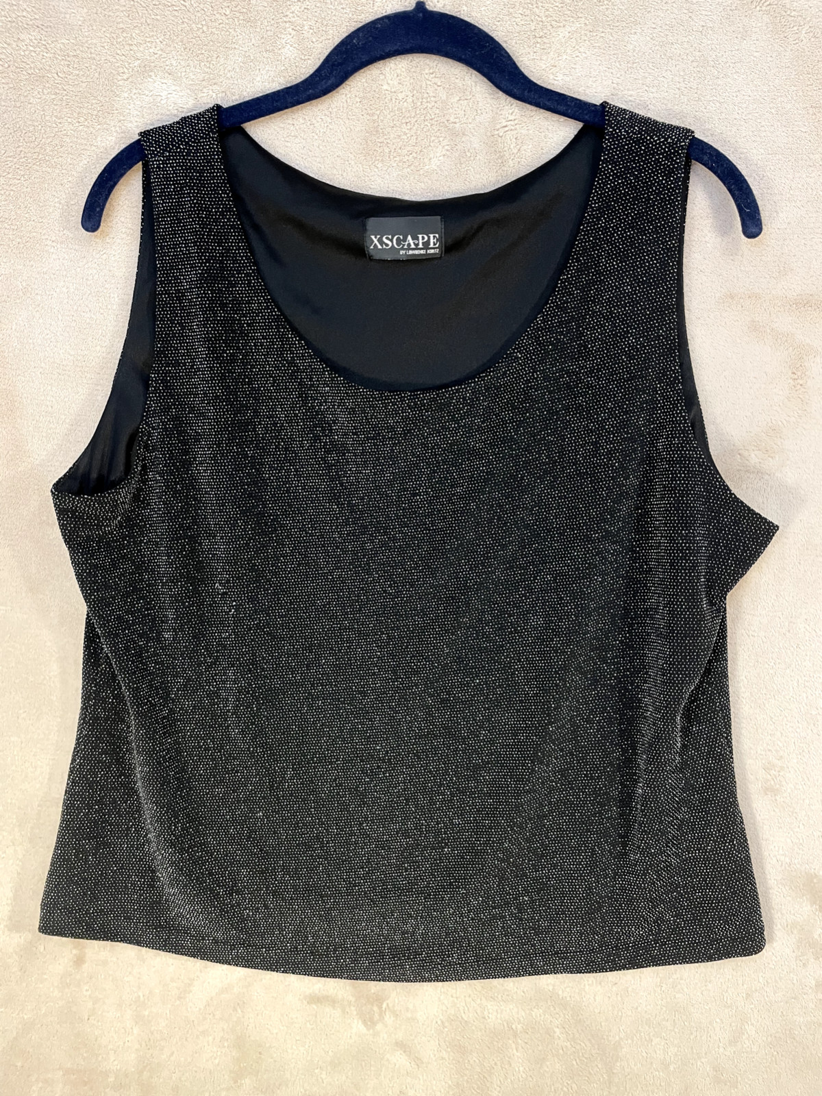 XSCAPE Black Glitter Stretch Tank Top Women’s Size XL by Lawrence Kurtz
