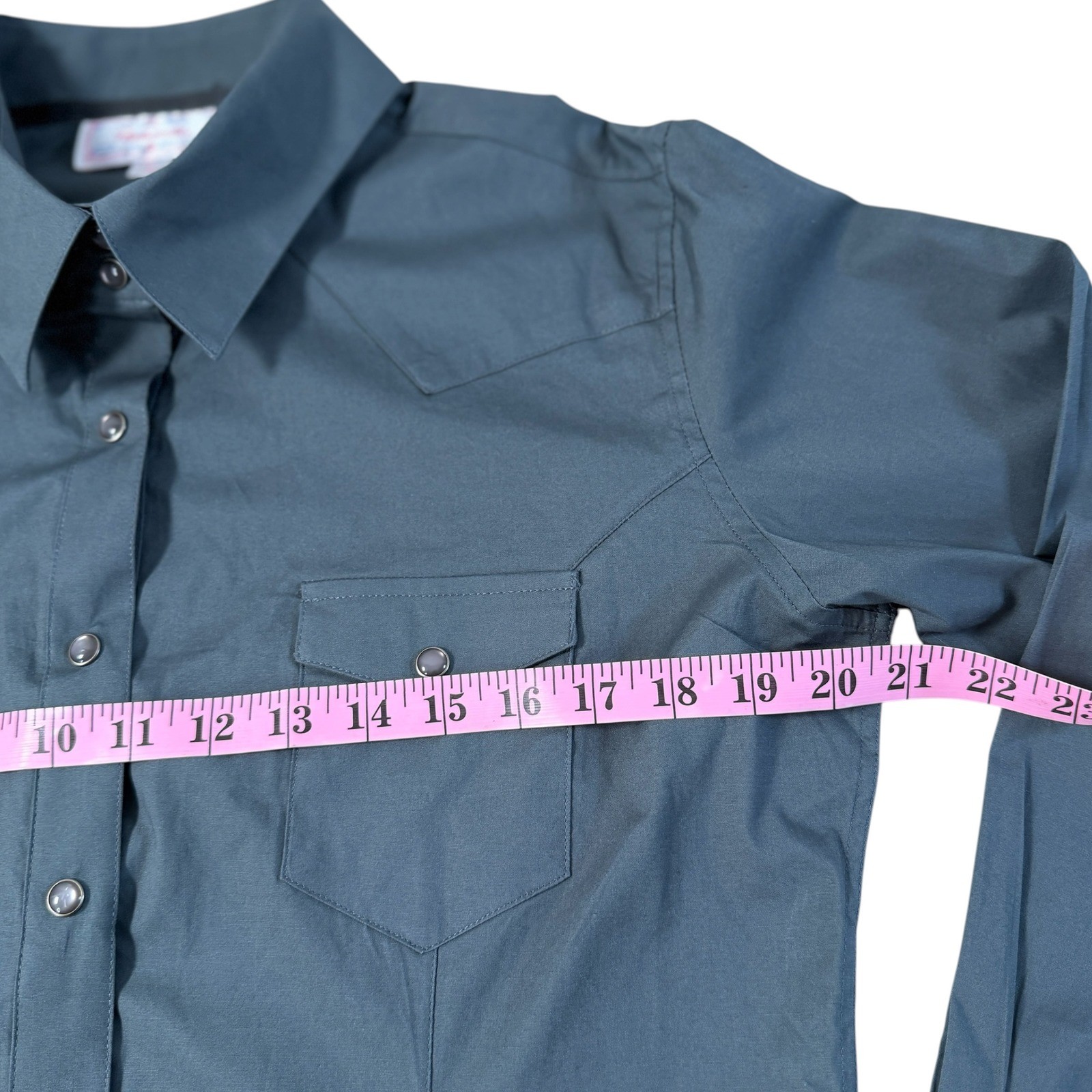 VTG Panhandle Slim Womens Gray Western Snap Front Shirt Charcoal Large Button Up