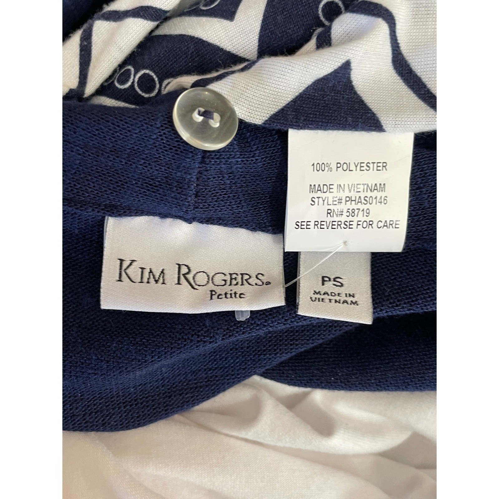 Kim Rogers Women Top PS Cardigan 2-in-1 Navy Blue Scarf Beaded Necklace Tassel