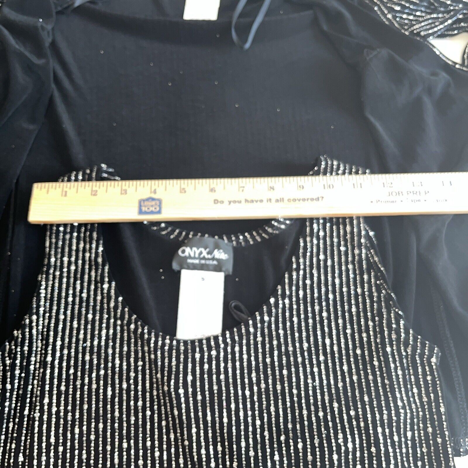 Onyx Nite 2 Piece Set Jacket Tank Sz Sm Black Silver Sparkle Rhinestone Evening