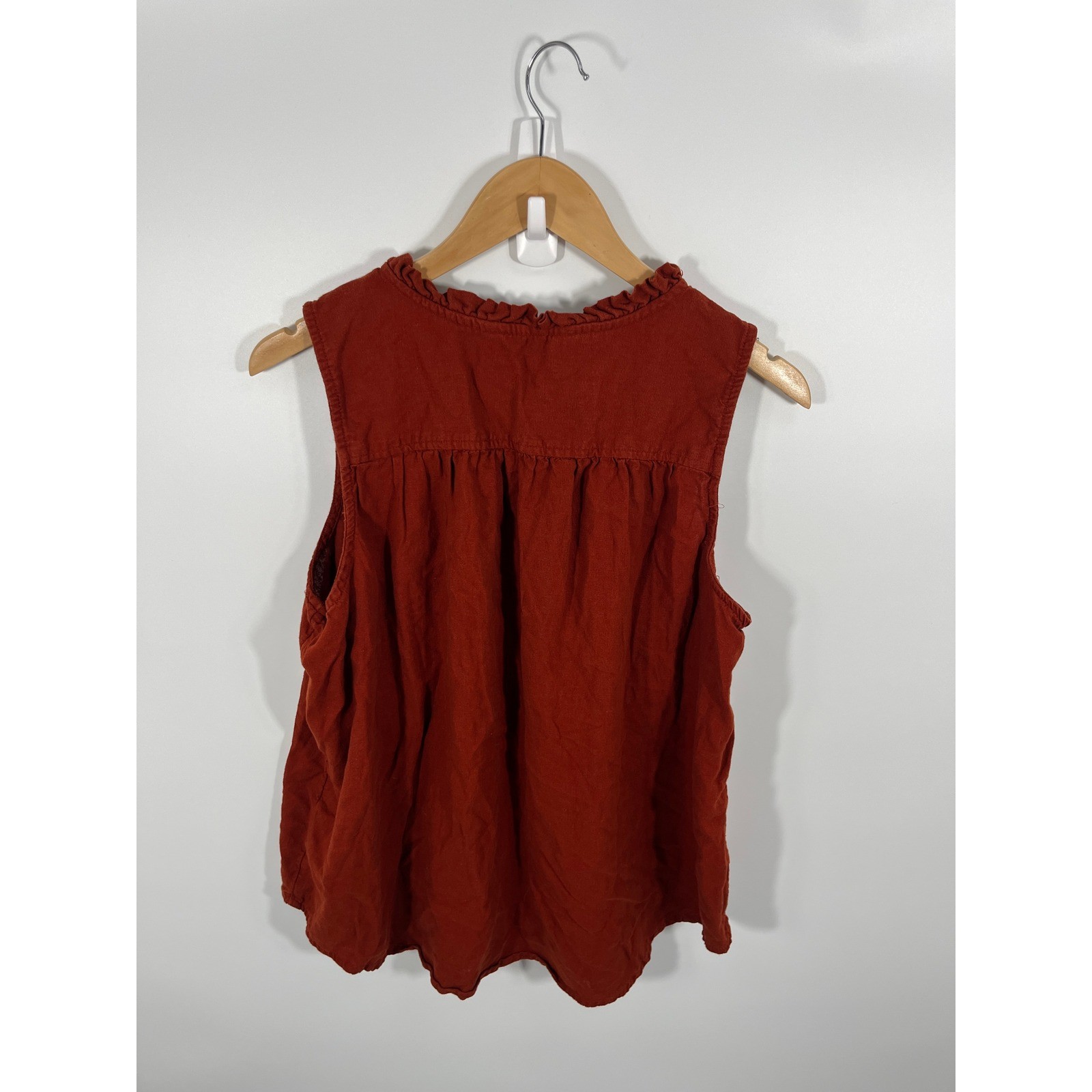 Womens Babydoll Top XL Burnt Orange Ruffle Western Rodeo Concert Festival