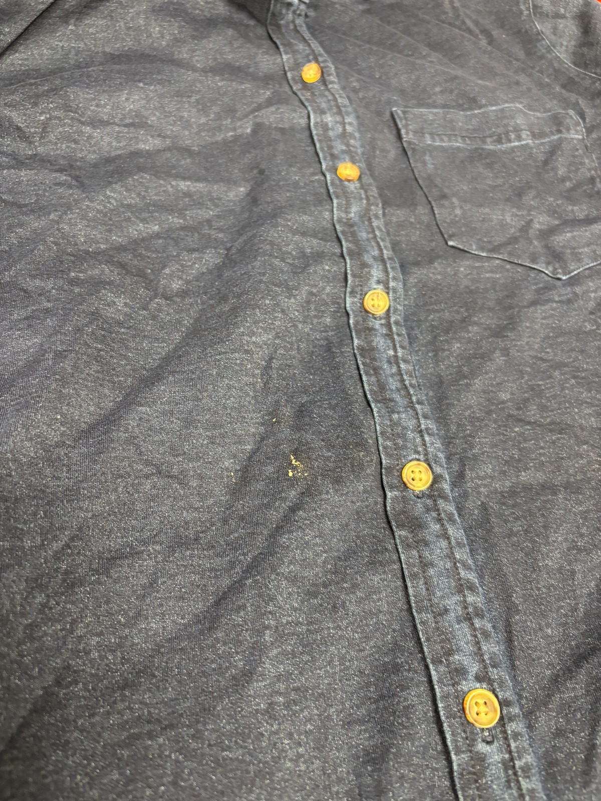 Ree by The Pioneer Woman Knit Denim Button Front Shirt Dark Wash 1X New
