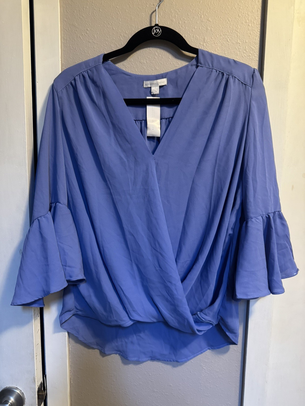 NWT New York & Co. 3/4 Sleeve Wrap Blouse Periwrinkle SizeM
