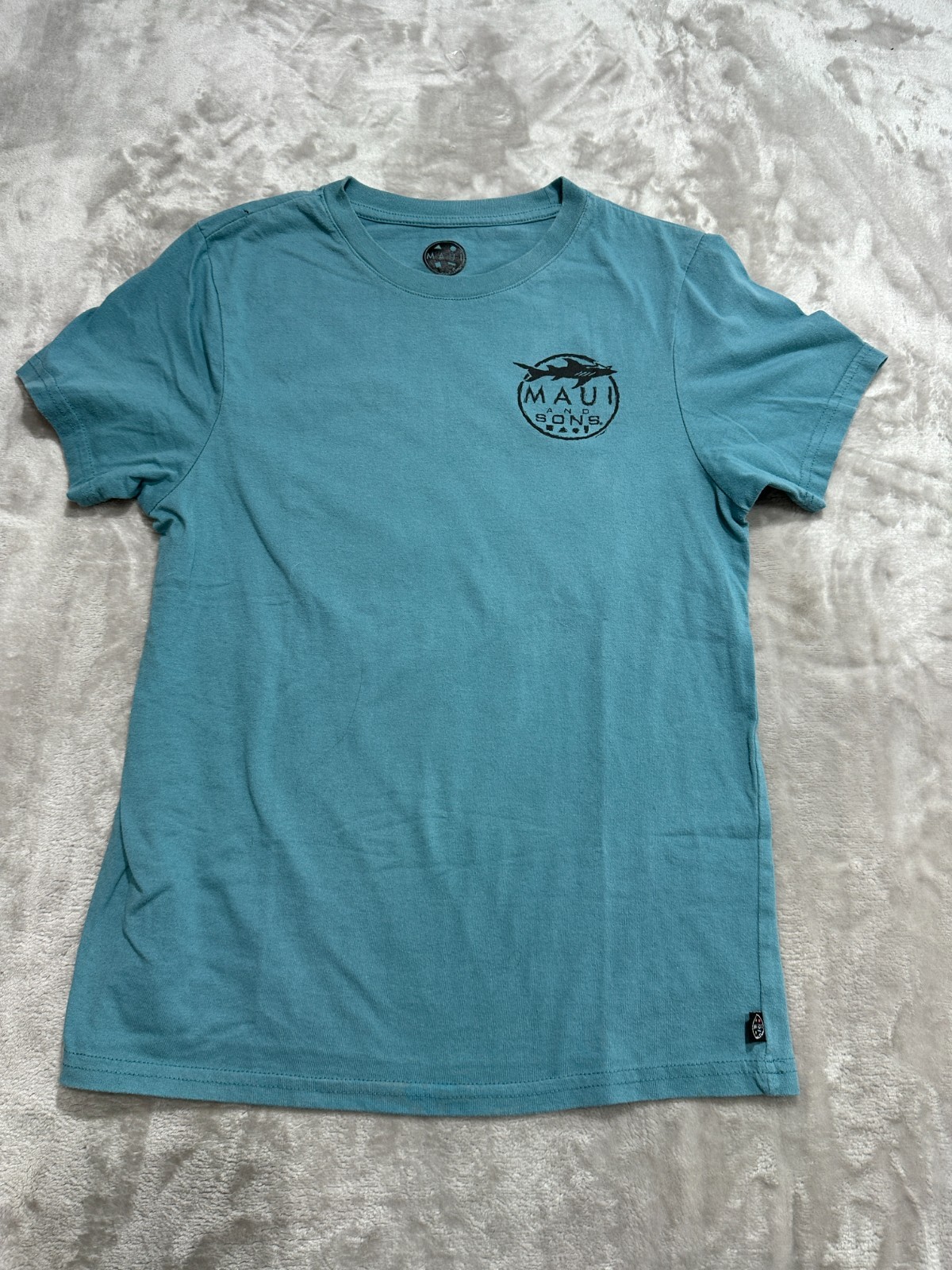 Maui and Sons Original Surf Company T Shirt Womens Size Small Teal S/S EUC