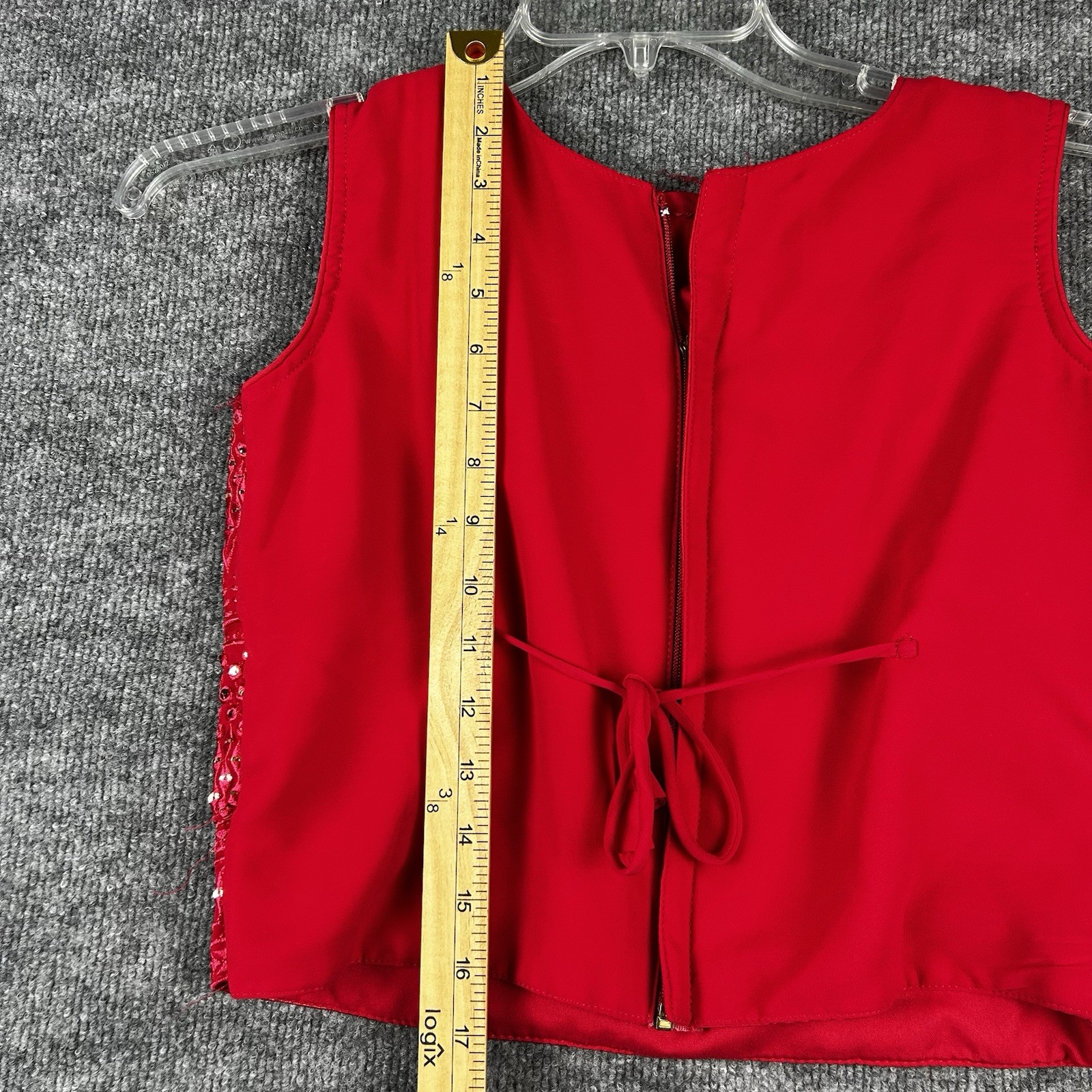 Roopam Designer Studio Red Sequin Embroidered Crop Top Saree Blouse Size 38 95cm