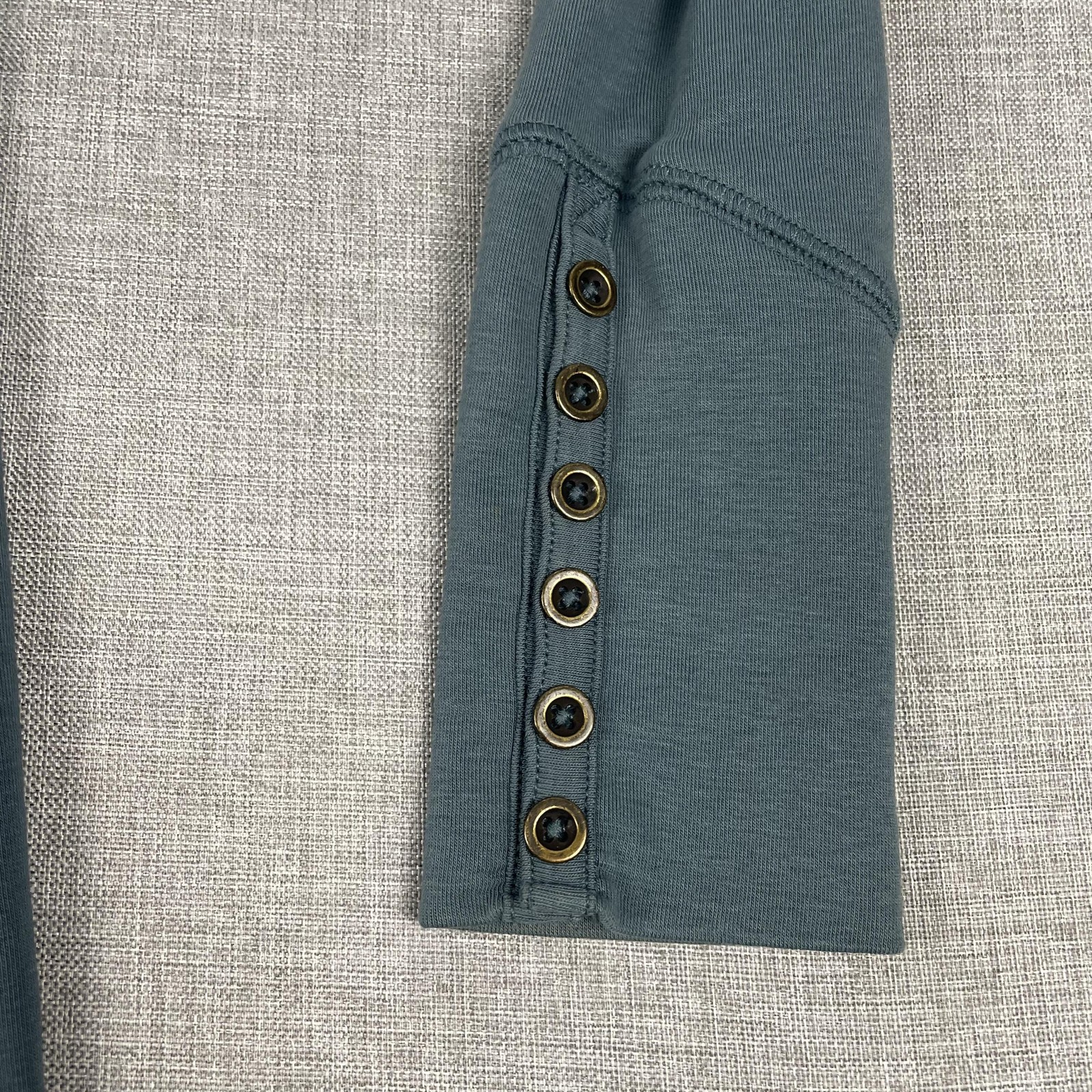 Peruvian Connection Shirt Womens XL Blue Boat Neck Long Sleeve Tunic Pima Button