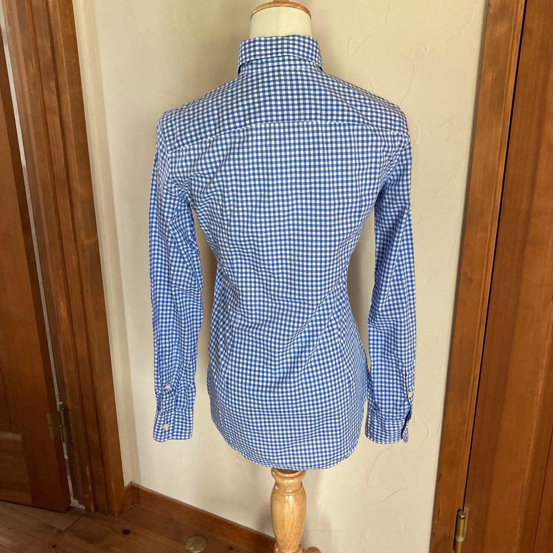 Ralph Lauren Women’s Long Sleeve Gingham Check Shirt S Blue Cotton Embroidered