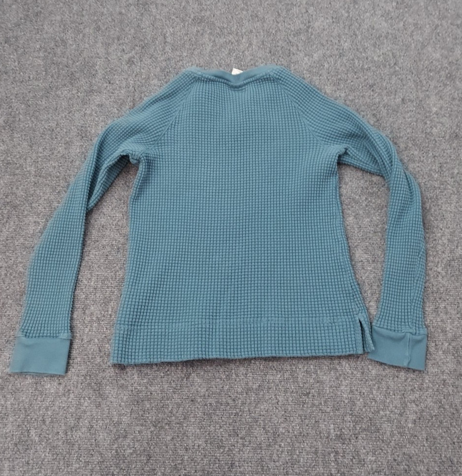 the North Face Waffle Knit Shirt Womens Small Aqua Blue Pullover Thermal Y2K