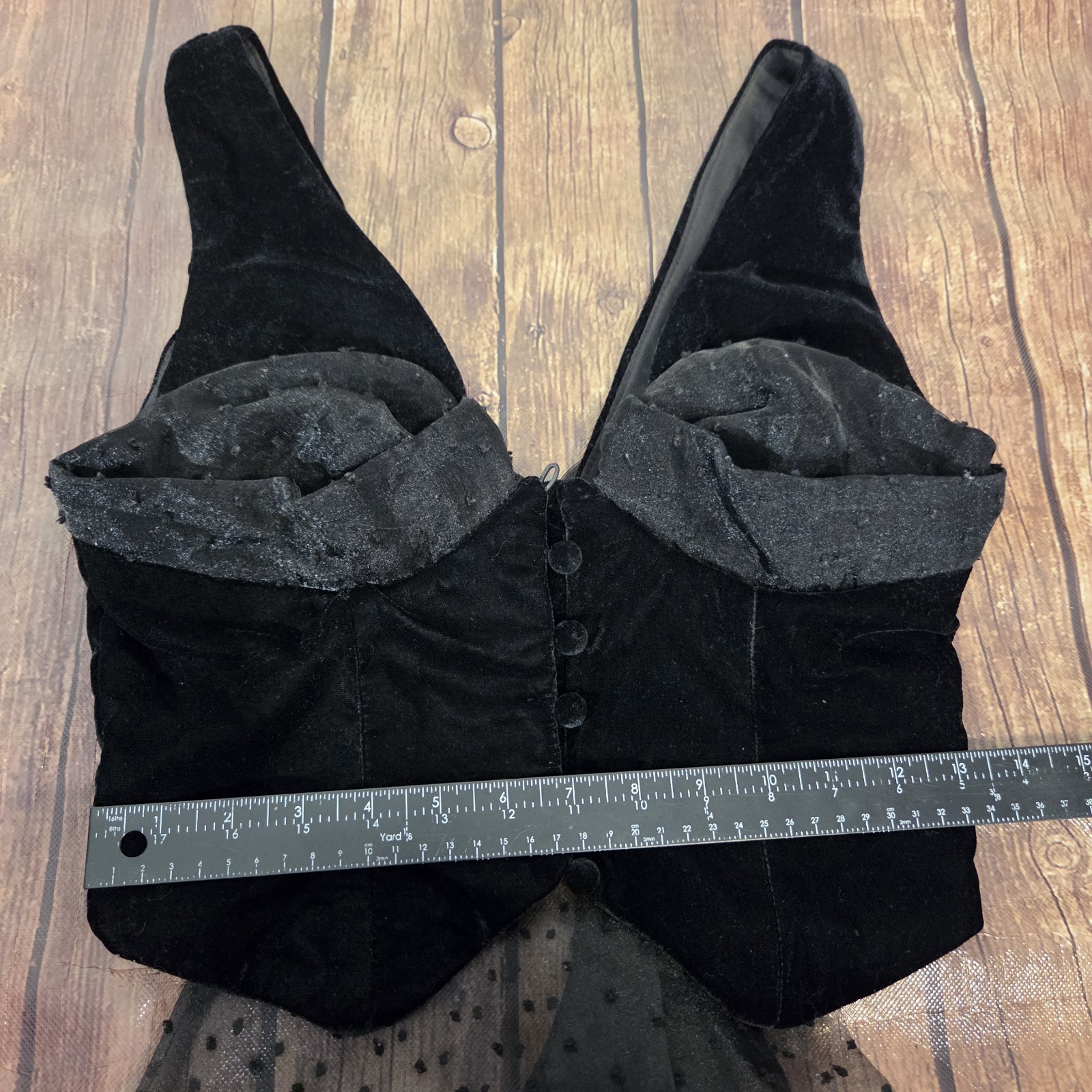 ASOS Luxe Vest Top Women 4 Black Velvet Oversized Bow Whimsigoth Fairy Grunge