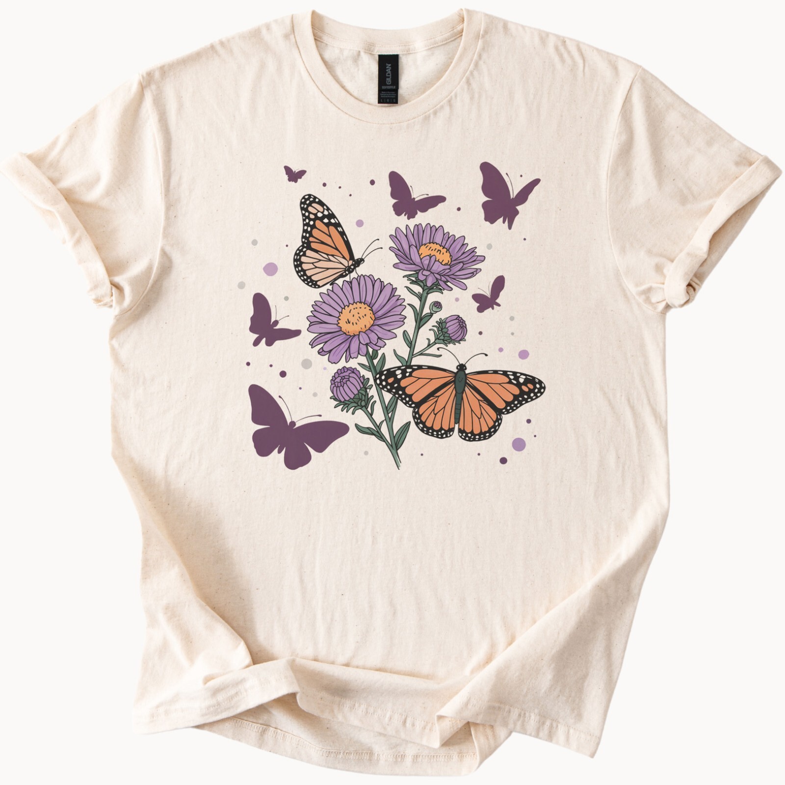 Butterfly Flower Graphic T Shirt Nature Tee