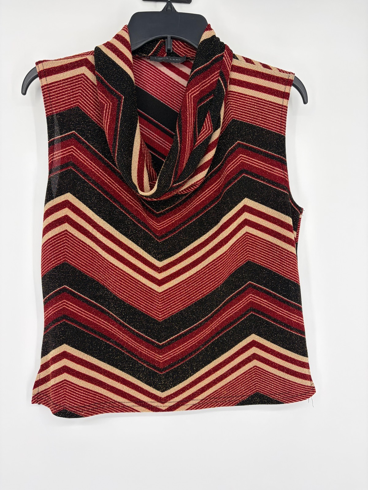 Linda Leal Multicolored Metallic Sleeveless Cowl Neck Tank Top Women’s Size XL