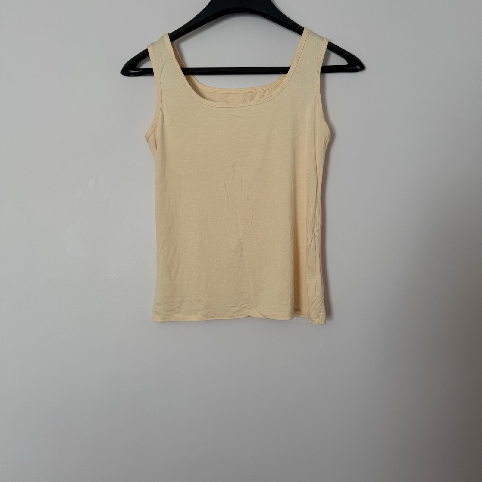 Black Gray White Beige Solid Scoop Neck Sleeveless Knit Viscose Elastane Tank XL
