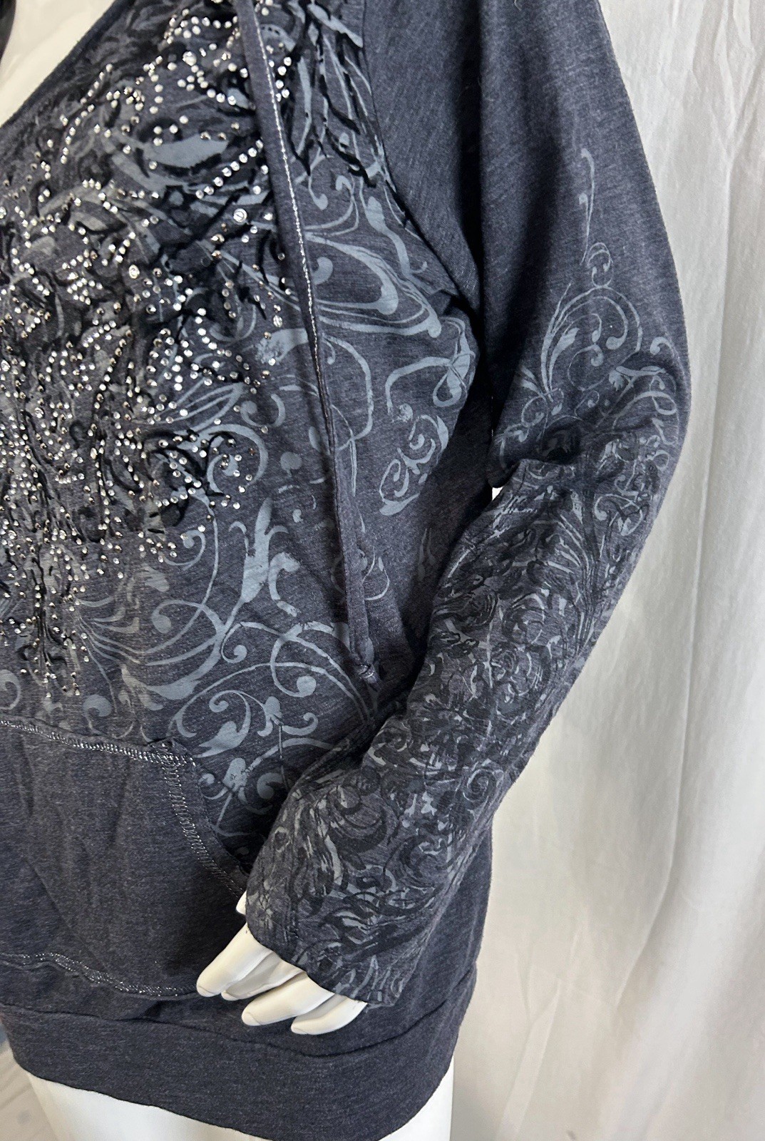 VTG Affliction/Tapout Style Y2K Gothic Tattoo Long Sleeve XL Rhinestone Imperial