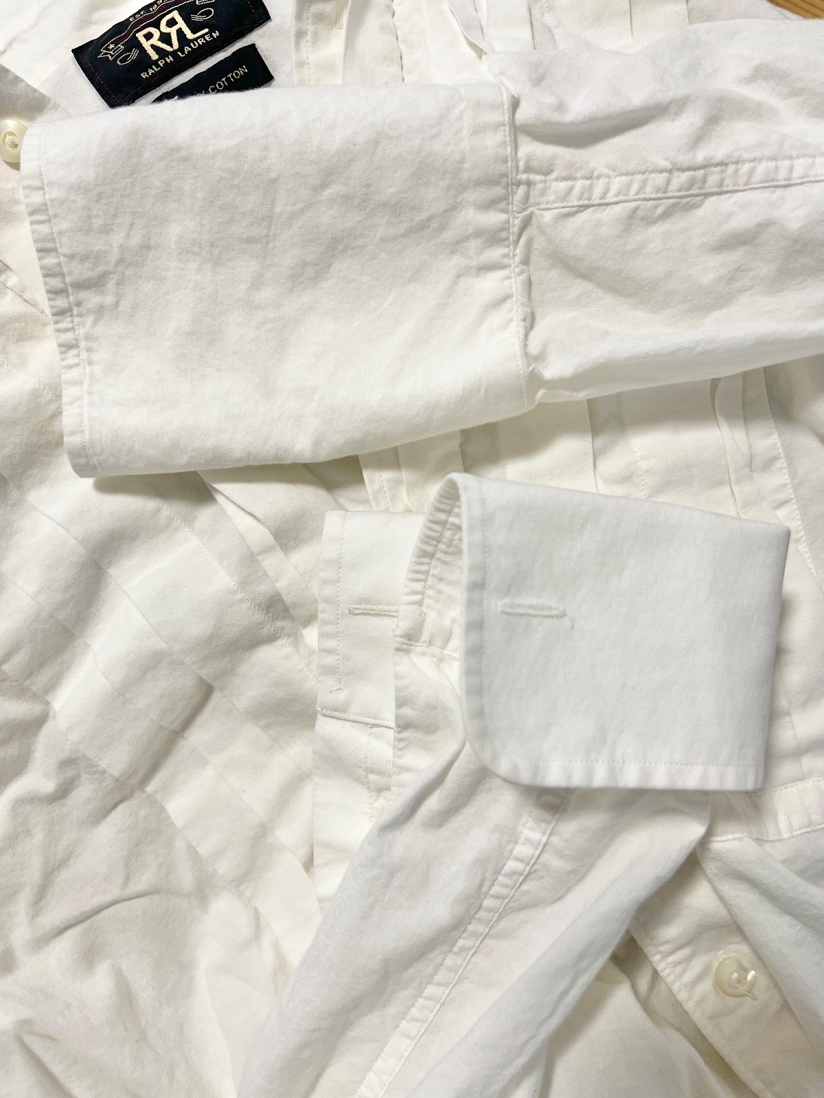 RRL by ralph lauren Womens tuxedo pleat bib front and french cuff white shirt 1