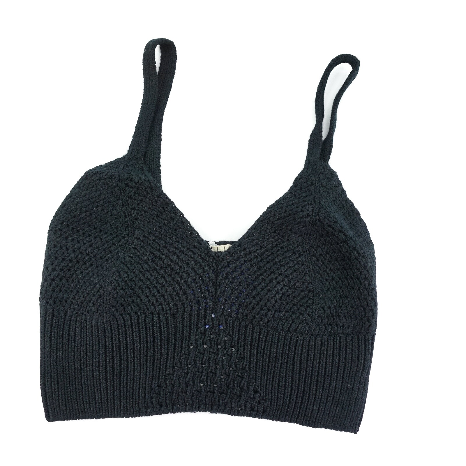 Free People Black Crochet Knit You Wanna Brami Bralette Crop Cami NWT Small