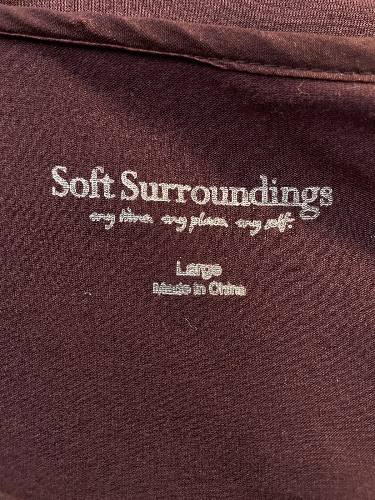 Soft Surroundings Silk Sheer Layer w/ Lining Burgundy Long Sleeve Top Size Large