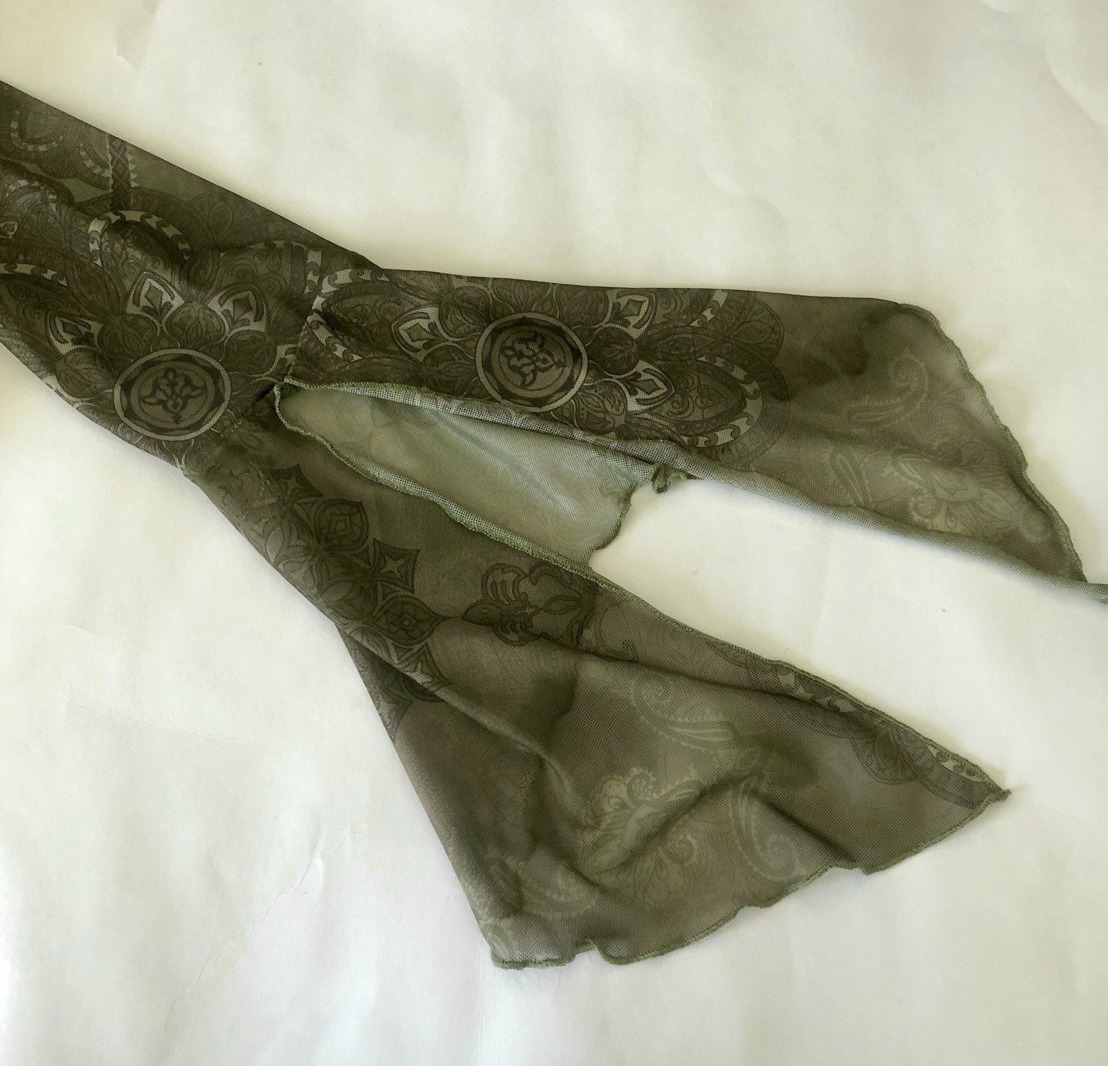 Green Y2K Aesthetic Top Fairycore Whimsigoth Grunge Boho Sheer Mesh Size Small