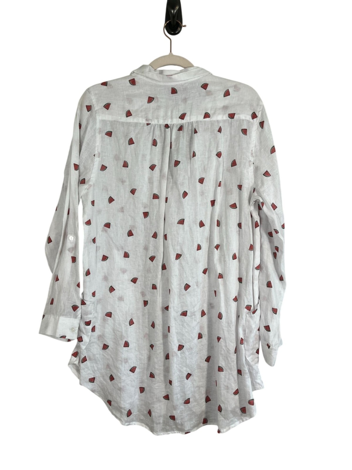 Colorful Linen Watermelon Tunic White L Retro Preppy Classic Chic Work Wear