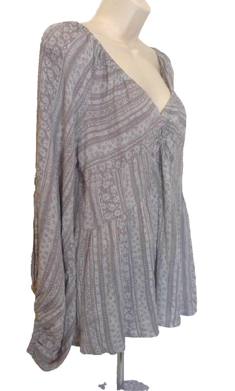 Oddy Women’s Medium Lightweight Babydoll Long Sleeve Boho Blouse Top