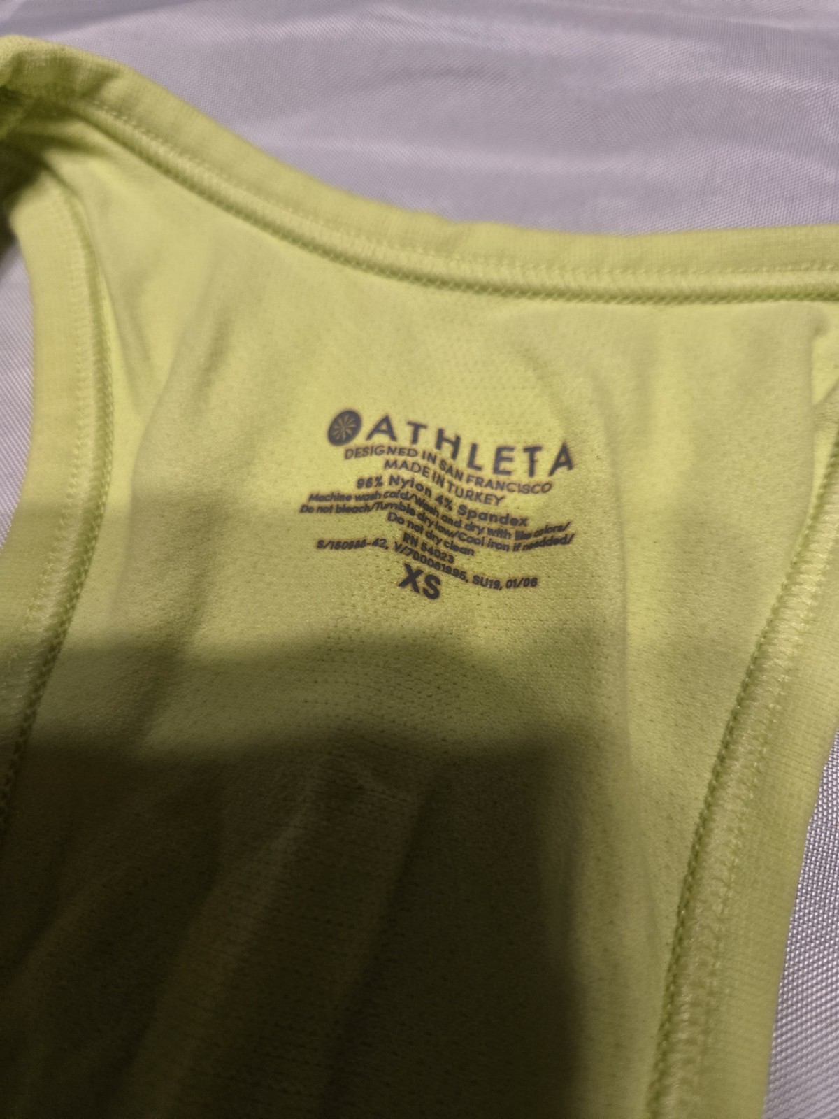 Athleta Women’s XS Neon Yellow Racerback Tank Top Nylon Spandex Athletic Gym