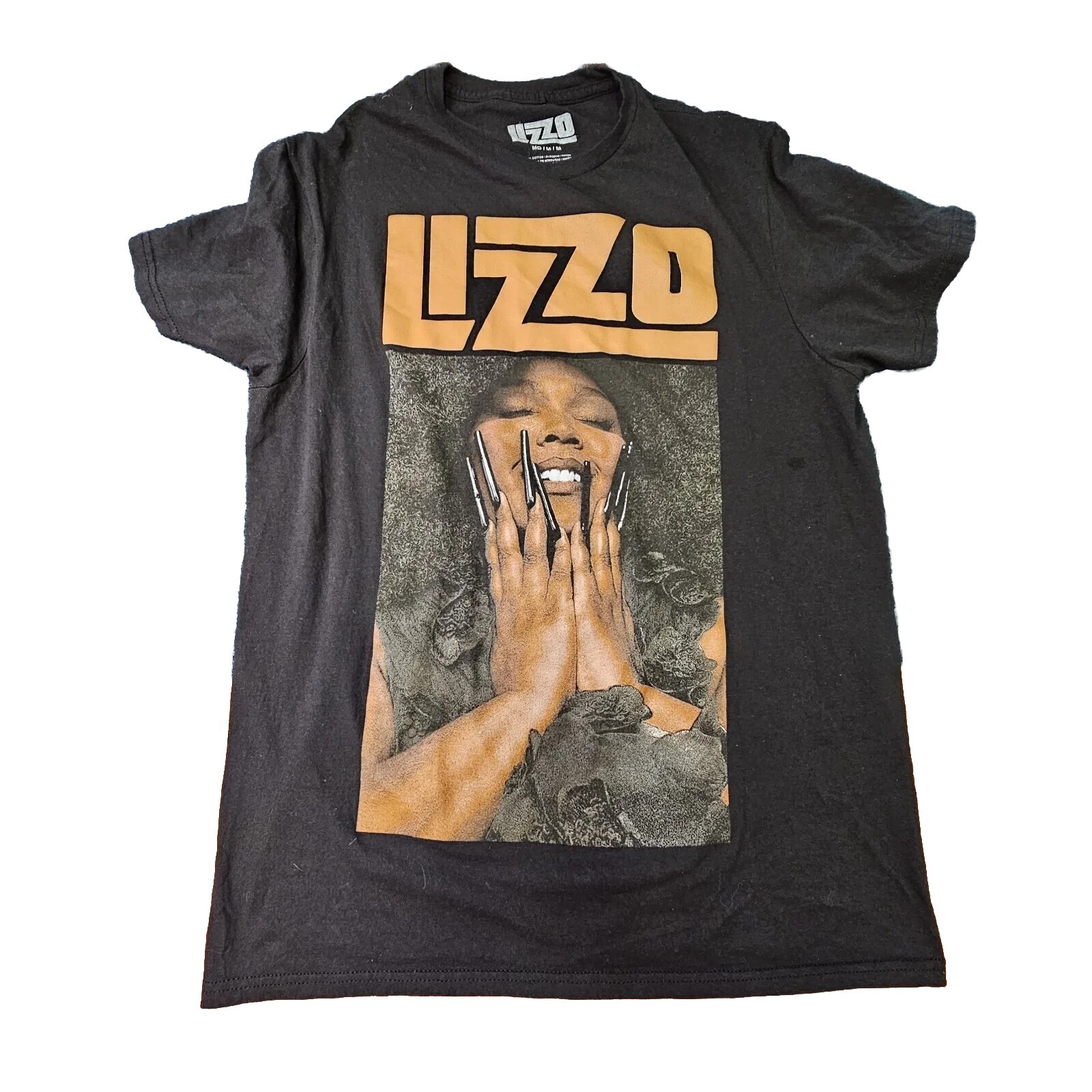 Stained* Lizzo Womens Shirt Medium Black Photo Short Sleeve Graphic Print L8a