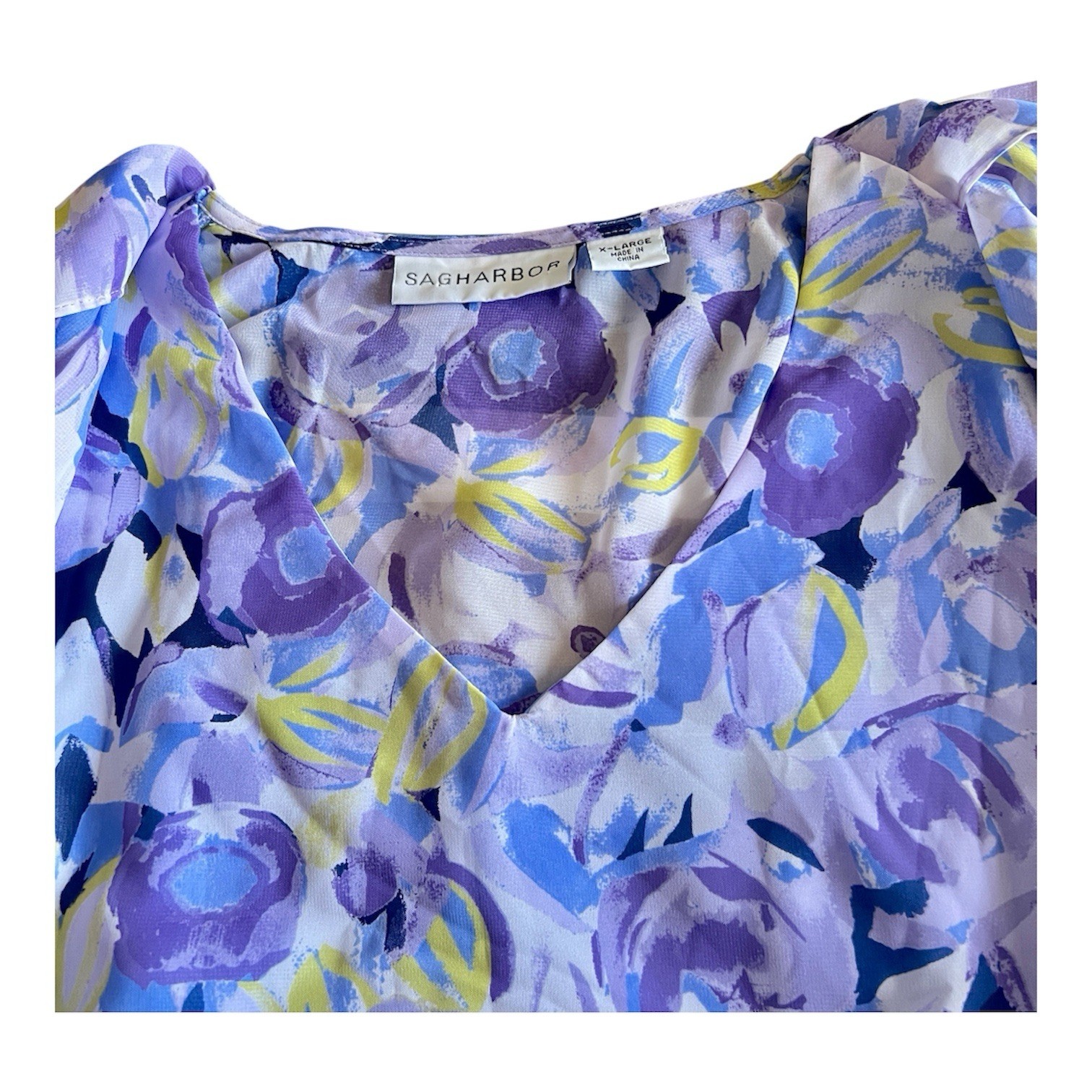 Sag Harbour Floral Blouse Womens XL Drape Layered Fairy Cottagecore Soft Romance