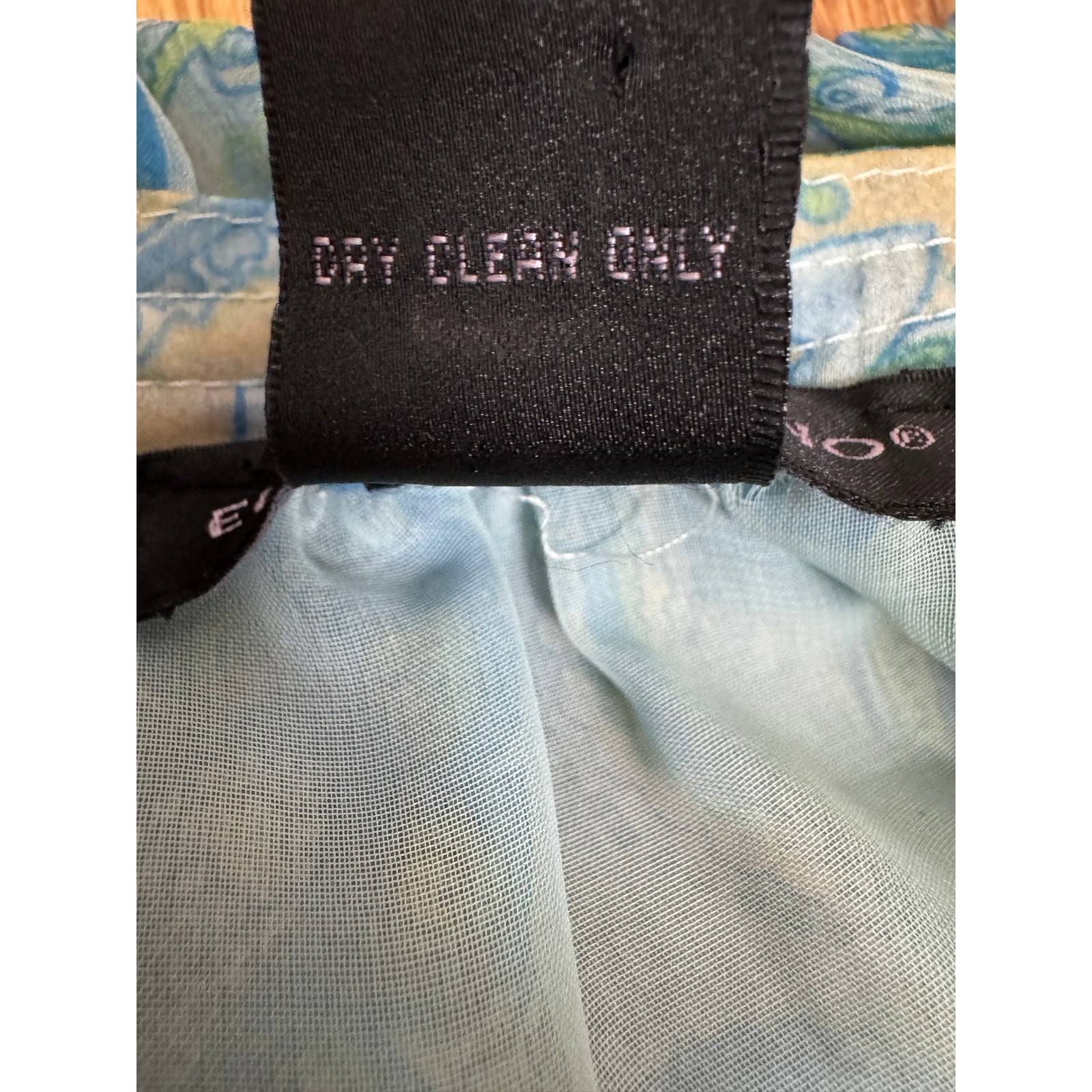 Y2K Elena Solano Silk Paisley Ruffle Blouse Blue Sheer Button Front Small