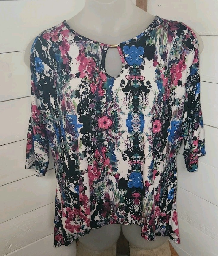 Robert Louis Blouse Open Shoulder Size L Womens Pullover