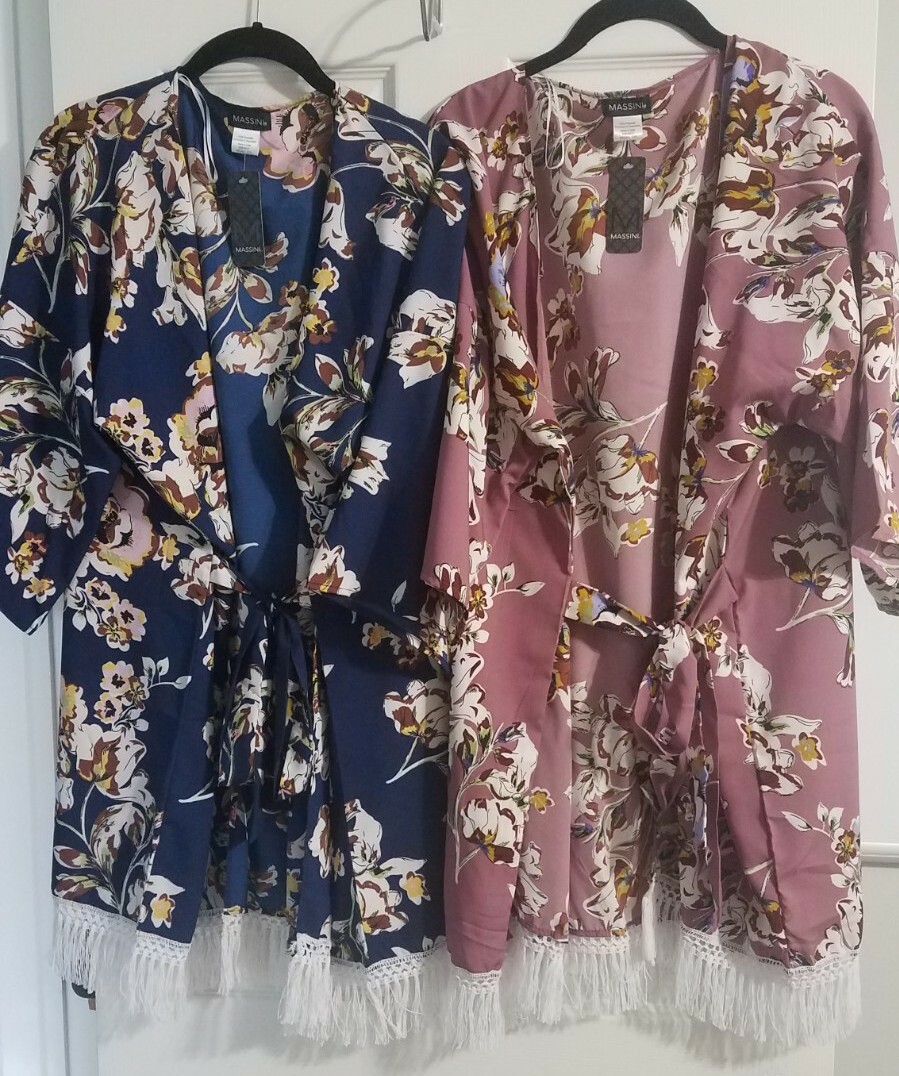 Massini ruana kimono floral print NWT One Size fits most blue pink